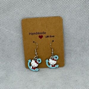 Handmade Anchor Hello Kitty Earrings